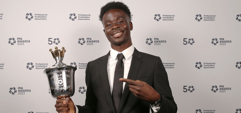 Bukayo Saka PFA Young Player of the Year 2023